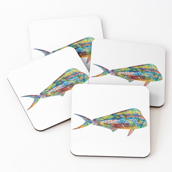 Item preview, Colorful Dolphin Fish Art On White designed and sold by Sharon Cummings Art.