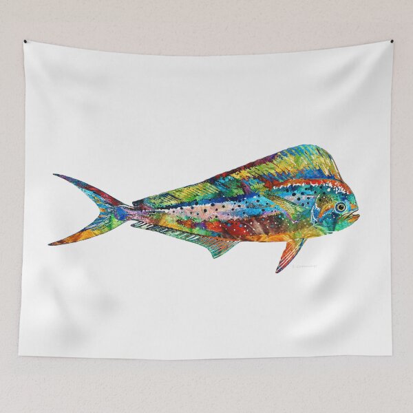 Item preview, Colorful Dolphin Fish Art On White designed and sold by Sharon Cummings Art.