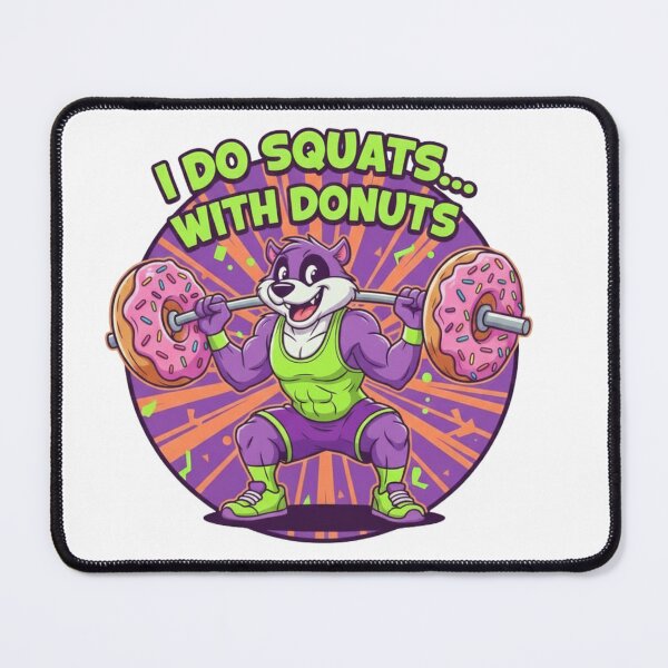 Item preview, Funny squats and donuts gym – humorous weightlifting animal art | playful cheat day workout gift for foodies designed and sold by wellie-chic.