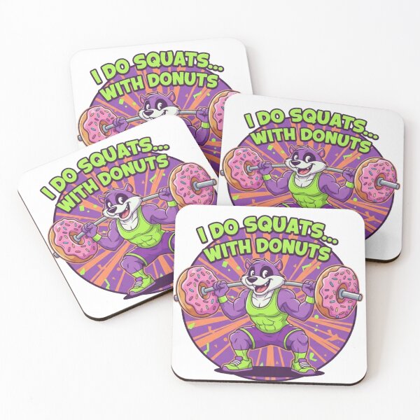 Item preview, Funny squats and donuts gym – humorous weightlifting animal art | playful cheat day workout gift for foodies designed and sold by wellie-chic.