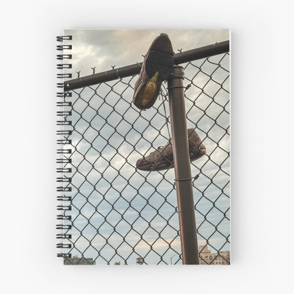 Item preview, NYC Shoefiti: Sneakers Hanging on Fence with Iconic Rooftop Water Tower designed and sold by TravelerPenguin.