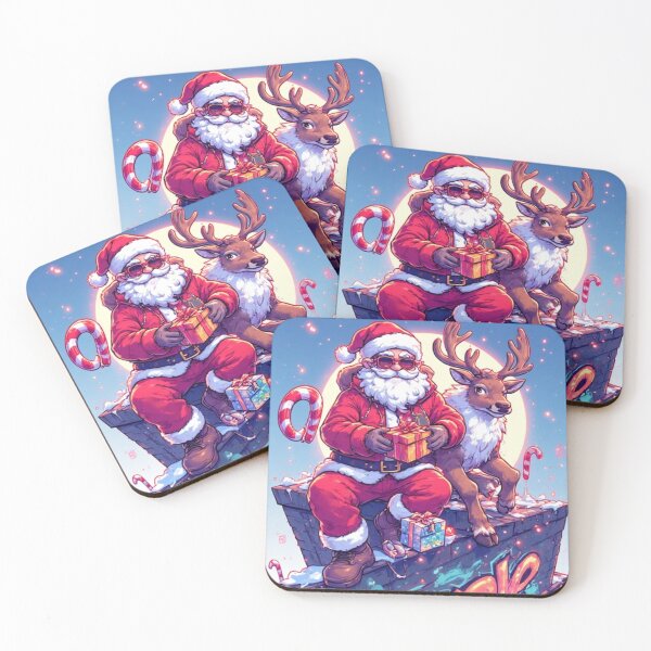 Item preview, Urban Santa & Reindeer on the Rooftop – Modern Christmas Graffiti Art designed and sold by AIARCZ.