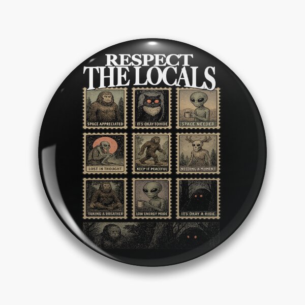 Item preview, Respect the Locals - Vintage Cryptid Stamp Mothman-Sasquatch-Bigfoot -Alien-Wendigo designed and sold by CARBONARA LLC..