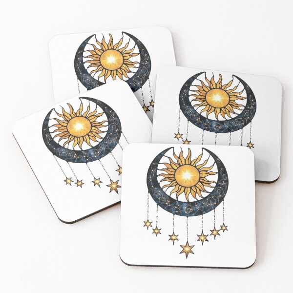 Item preview, Sun and Moon Celestial Necklace with Stars and Gemstones – Golden Pendant Art designed and sold by saritta93.