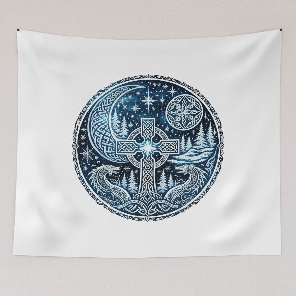 Item preview, Celtic Moon Cross – Mystic Nordic Forest Symbol designed and sold by CelticSoulShop.