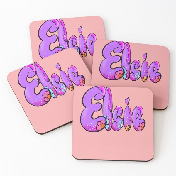 Item preview, Elsie popular girls womens name in preppy purple drip calligraphy designed and sold by Artonmytee.