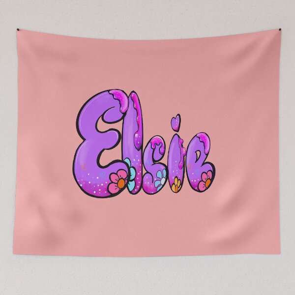 Item preview, Elsie popular girls womens name in preppy purple drip calligraphy designed and sold by Artonmytee.