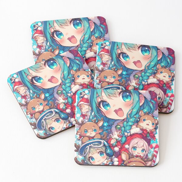 Item preview, Kawaii Christmas Girl & Reindeer Friends – Cute Anime Holiday Illustration designed and sold by AIARCZ.