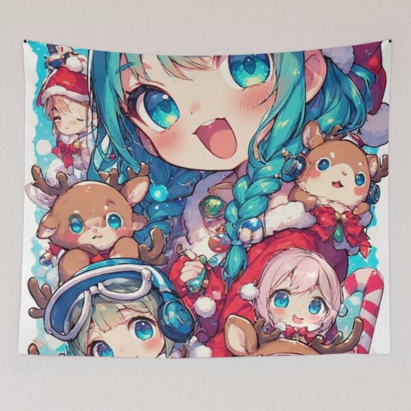 Item preview, Kawaii Christmas Girl & Reindeer Friends – Cute Anime Holiday Illustration designed and sold by AIARCZ.