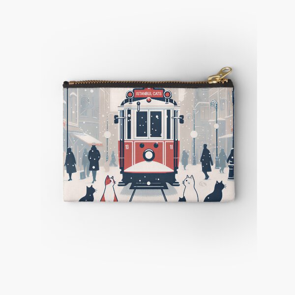 Artikelvorschau, Istanbuler Katzen und die historische Straßenbahn im Schnee – Flat Art entworfen und verkauft von Ascend777.