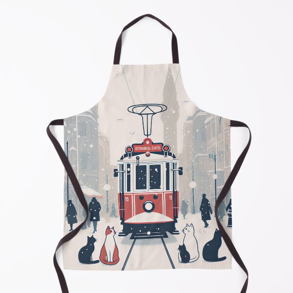 Item preview, Istanbul Cats and Historic Tram in Snow - Flat Art designed and sold by Ascend777.