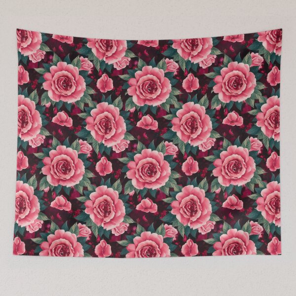 Item preview, Pink Roses on Dark Background - Vintage Floral designed and sold by Ed & Harmony.