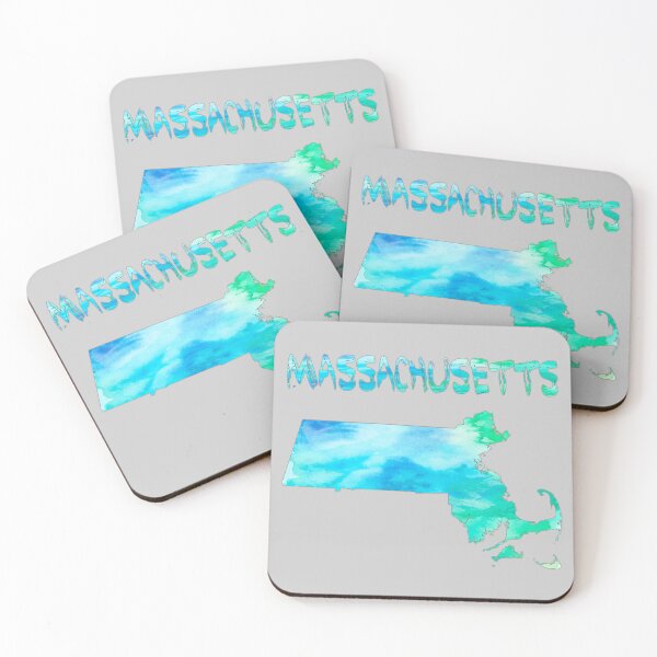 Item preview, Vibrant Massachusetts Watercolor Map Art - Coastal Teal & Aqua State Outline designed and sold by mashmosh.