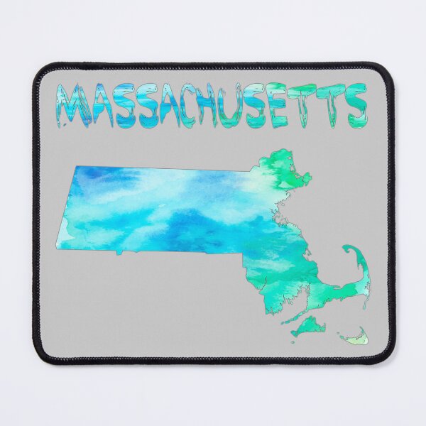 Item preview, Vibrant Massachusetts Watercolor Map Art - Coastal Teal & Aqua State Outline designed and sold by mashmosh.
