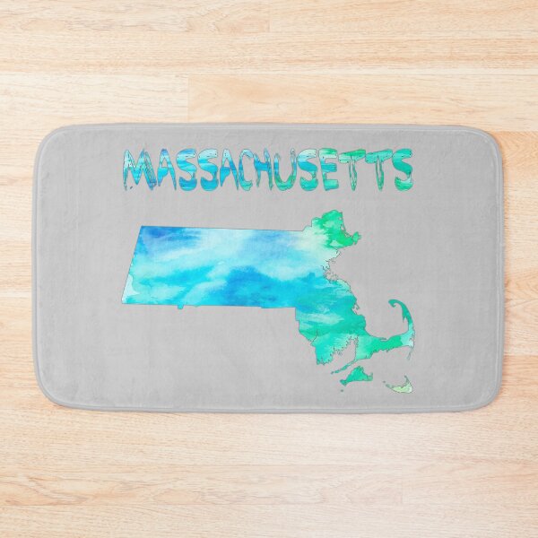 Item preview, Vibrant Massachusetts Watercolor Map Art - Coastal Teal & Aqua State Outline designed and sold by mashmosh.
