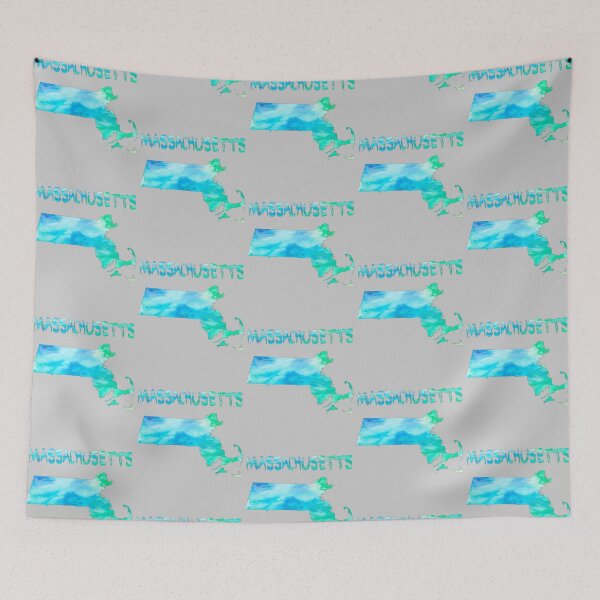 Item preview, Vibrant Massachusetts Watercolor Map Art - Coastal Teal & Aqua State Outline designed and sold by mashmosh.