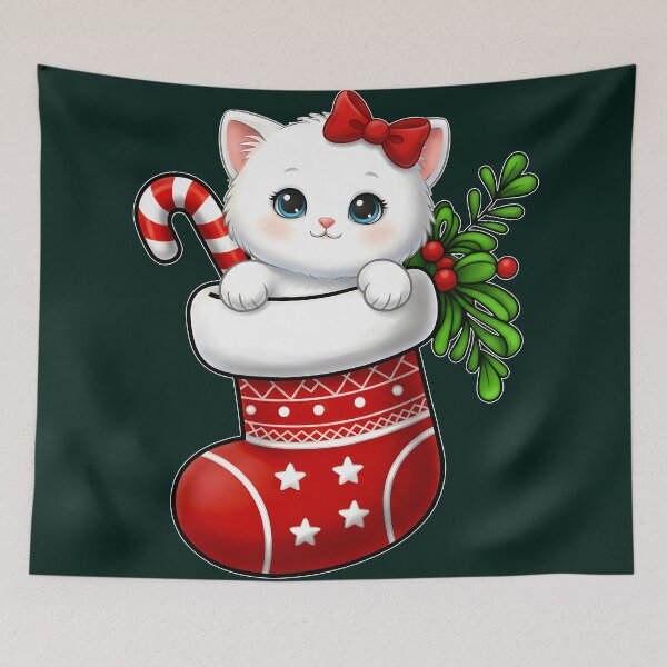 Item preview, Cute Christmas Cat in Stocking – Festive Kitty Holiday  designed and sold by LALA-MIRA.