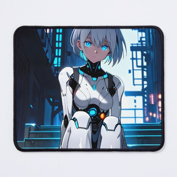 Item preview, ECHO: Symmetrical Blue Stair Pose | Cute Cyberpunk Anime Girl designed and sold by Sytrics.