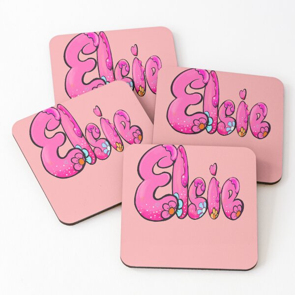 Item preview, Elsie popular girls womens name in preppy pink drip calligraphy designed and sold by Artonmytee.
