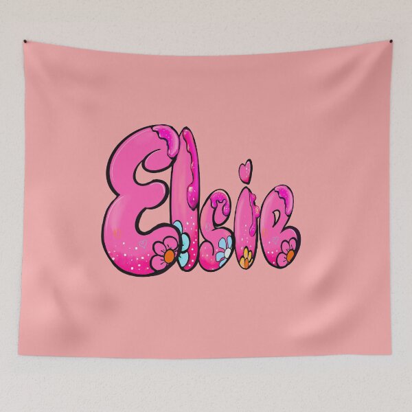 Item preview, Elsie popular girls womens name in preppy pink drip calligraphy designed and sold by Artonmytee.