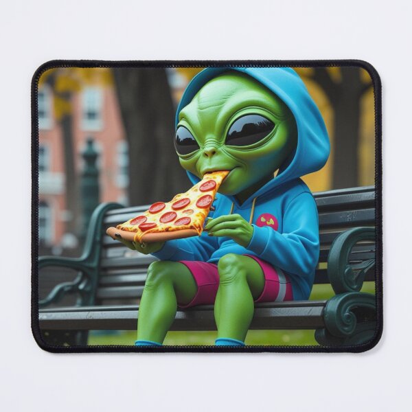 Item preview, Funny space Alien Eating Pizza designed and sold by Art-NestEG.