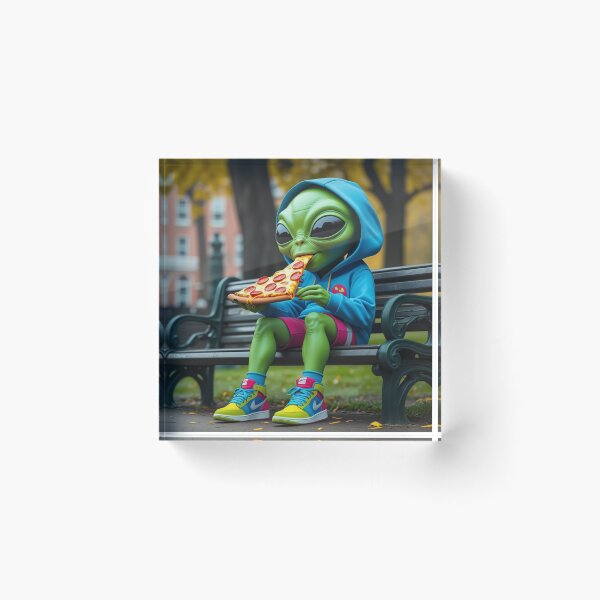 Item preview, Funny space Alien Eating Pizza  designed and sold by Art-NestEG.