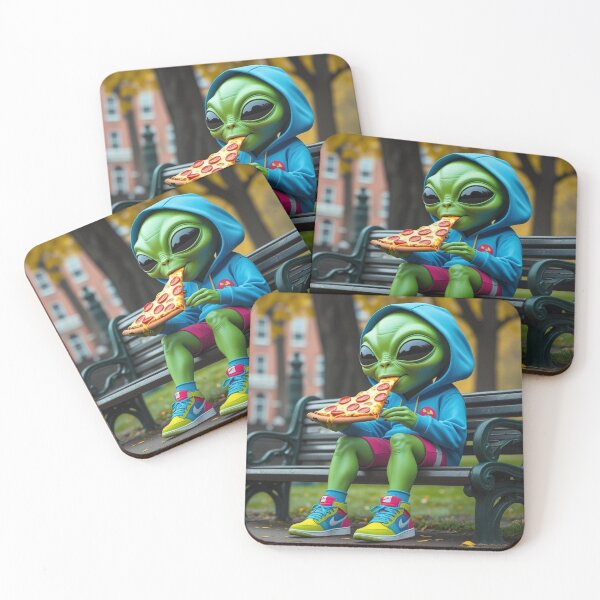Item preview, Funny space Alien Eating Pizza  designed and sold by Art-NestEG.