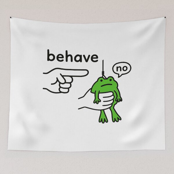 Item preview, Behave No Funny Dishonest Stubborn Frog Meme designed and sold by gunaone-design.