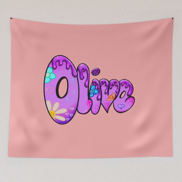 Item preview, Olive popular girls womens name in preppy purple drip calligraphy designed and sold by Artonmytee.