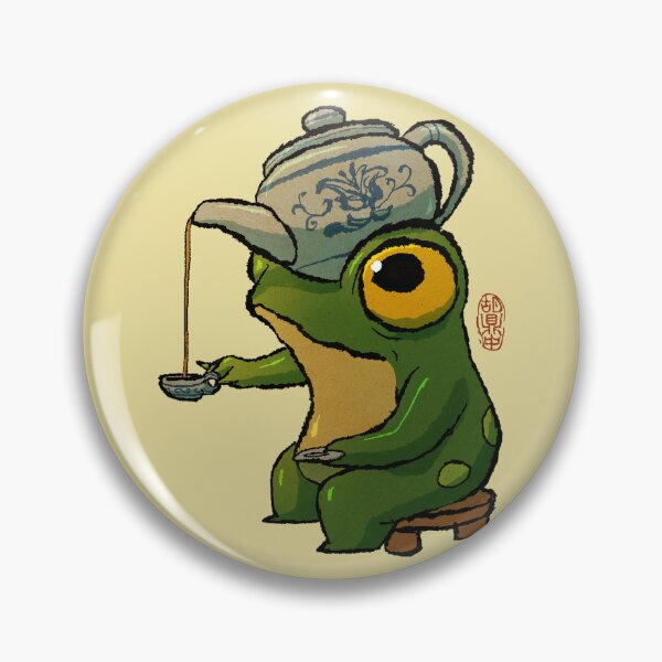 Item preview, Zen Tea Frog Pouring Tea - Whimsical Cute Tea Ceremony Asian Art Illustration designed and sold by DingHuArt.