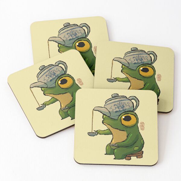 Item preview, Zen Tea Frog Pouring Tea - Whimsical Cute Tea Ceremony Asian Art Illustration designed and sold by DingHuArt.