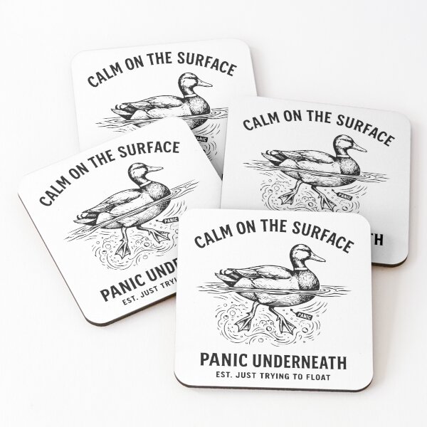 Item preview, Calm On The Surface Panic Underneath Funny Anxiety Duck designed and sold by gunaone-design.