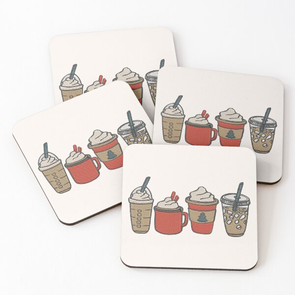 Item preview, Holiday Coffee Cups Embroidery Style designed and sold by Adronia.