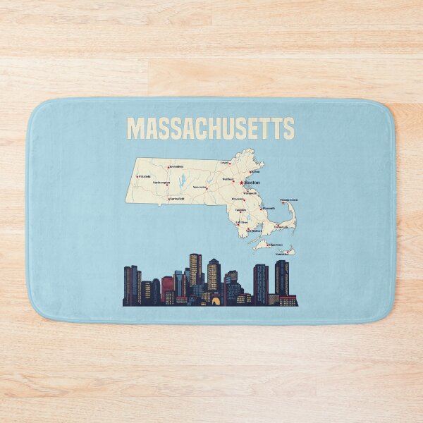 Item preview, Classic Massachusetts Map & Boston Skyline Tee designed and sold by mashmosh.