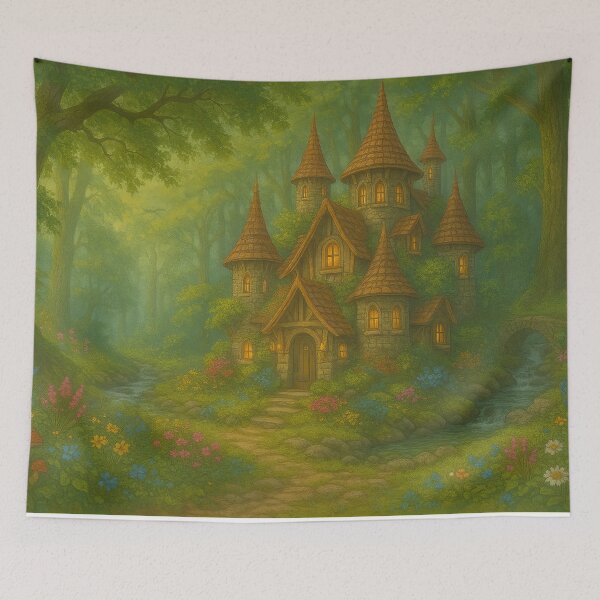 Item preview, Enchanted Forest Cottage With Glowing Windows designed and sold by ArtComixHaven.
