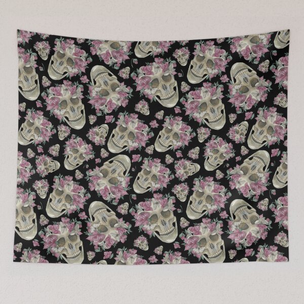 Item preview, Floral Skull Watercolor Pattern Design designed and sold by PSYNOVA.