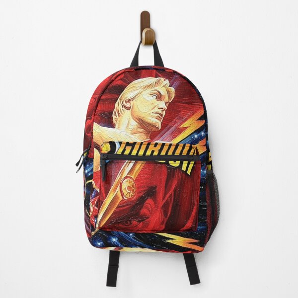 Item preview, Blonde Hero Gold Sword Red Lightning Art | Intergalactic Villain 80s Movie Painting | Bright Sci-Fi Poster designed and sold by Art's Diner.