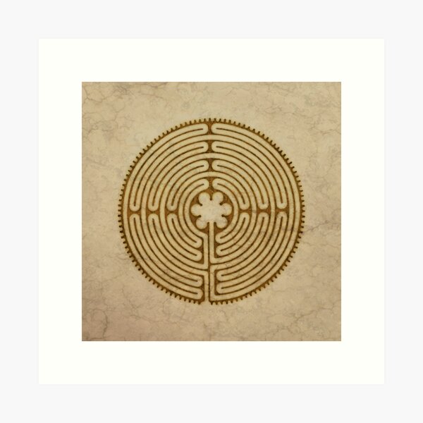 Item preview, Symbol Chartres Labyrinth Metal Antique Grunge Style designed and sold by EDDArt.