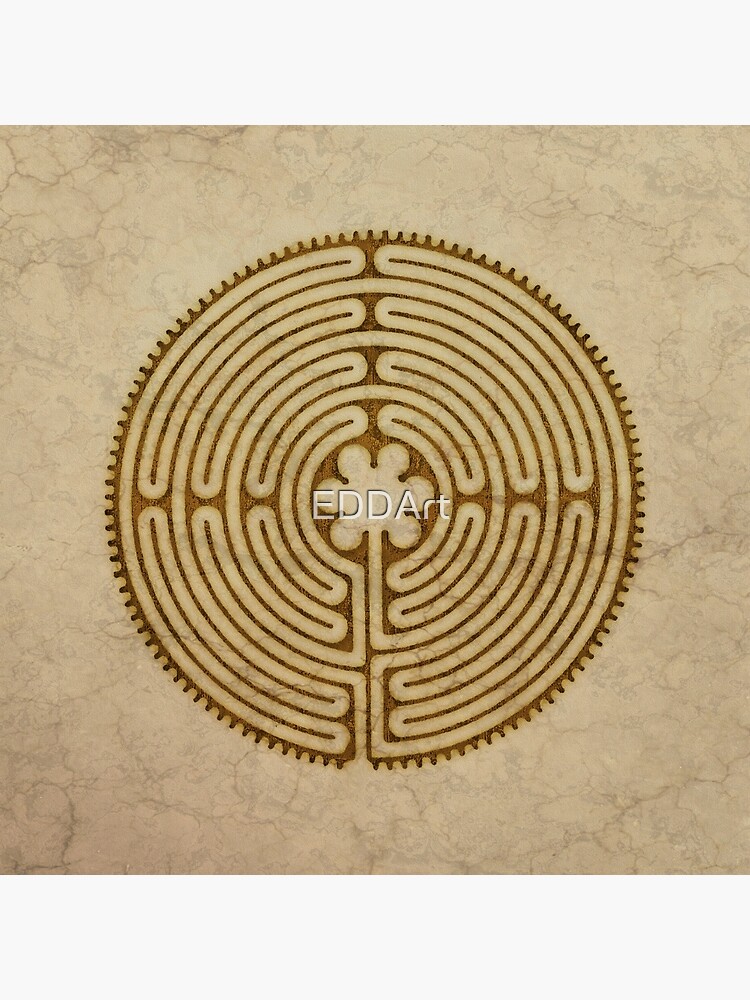 Disover Symbol Chartres Labyrinth Metal Antique Grunge Style Premium Matte Vertical Poster