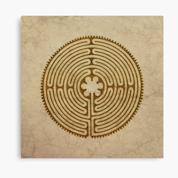 Symbol Chartres Labyrinth Metall Antik Grunge-Stil Leinwanddruck