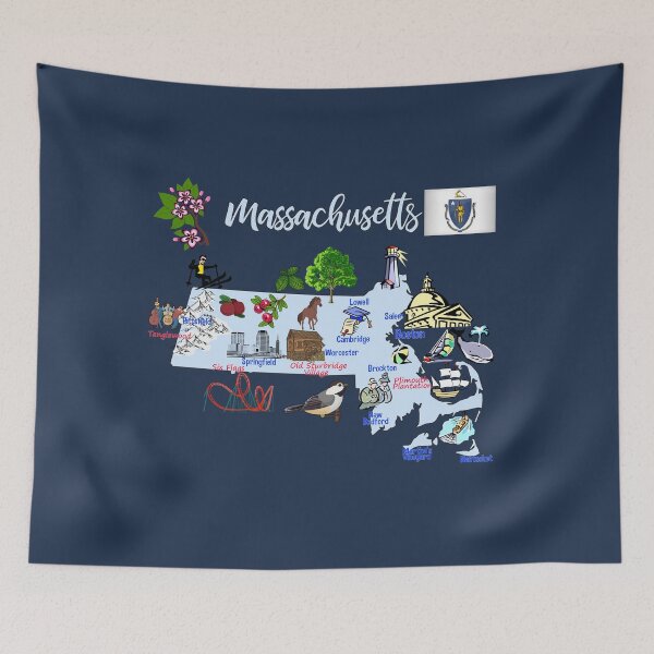Item preview, Enchanting Massachusetts: Iconic Landmarks & Nature Collage T-Shirt designed and sold by mashmosh.