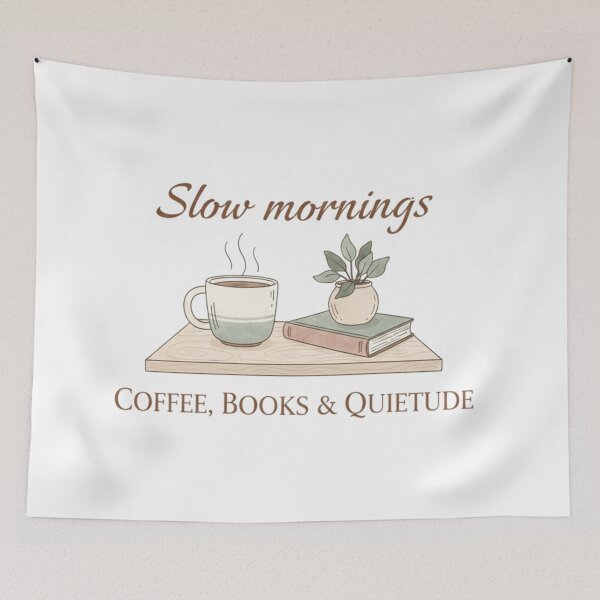 Item preview, Gentle Morning and Inner Peace with Coffee and Books designed and sold by ARTofBito.
