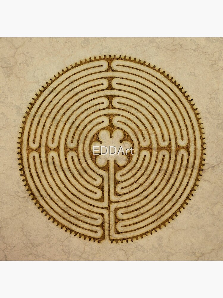 Symbol Chartres Labyrinth Metal Antique Grunge Style by EDDArt