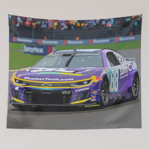 Artikelvorschau, Shane van Gisbergen fährt in seinem NASCAR-Cupcar von 2025 in Mexiko zum Sieg (Aquarell). entworfen und verkauft von Rodissimus1984.