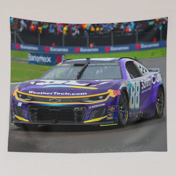Item preview, Shane van Gisbergen racing in his 2025 Nascar Cupcar to victory in Mexico abstract designed and sold by Rodissimus1984.