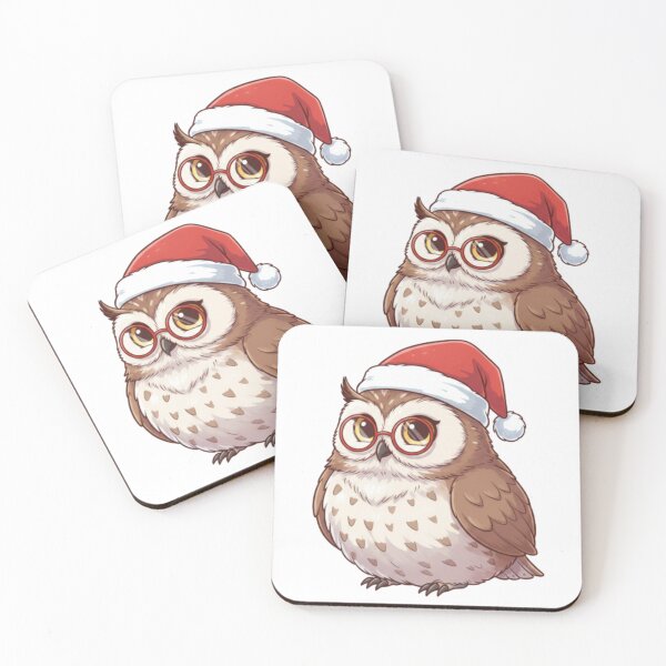 Item preview, Festive owl with glasses and a Santa hat designed and sold by JonysCreativeDesigns.