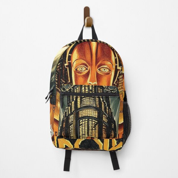 Item preview, Art Deco Robot Dystopian City Painting | Golden Skyscraper Expressionist Movie Poster | Vintage Sci-Fi designed and sold by Art's Diner.