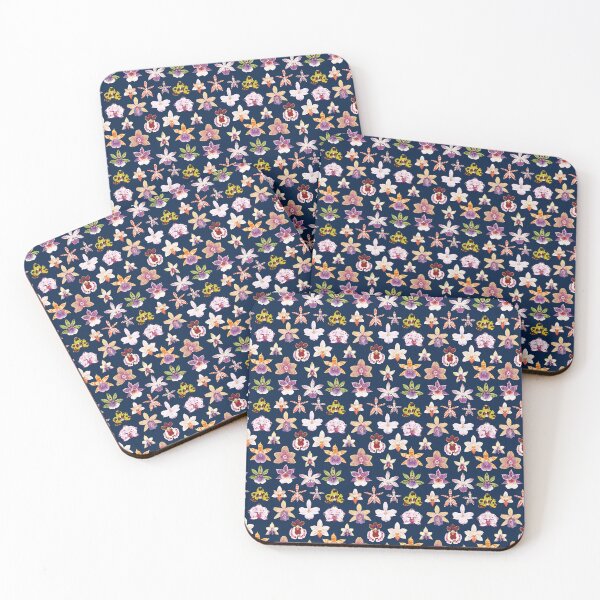 Item preview, ORCHIDACEAE-navy blue designed and sold by BEATRIZ ABAITUA.