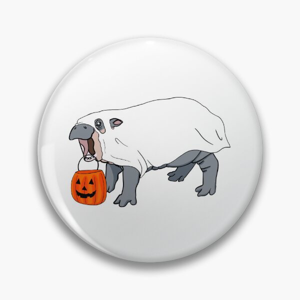 Item preview, BOO Deng Pygmy Hippo Ghost Sticker | Halloween Spooky Cute Animal Meme Art | Funny Hippo Costume Decal Merchandise designed and sold by Petersen Arts.