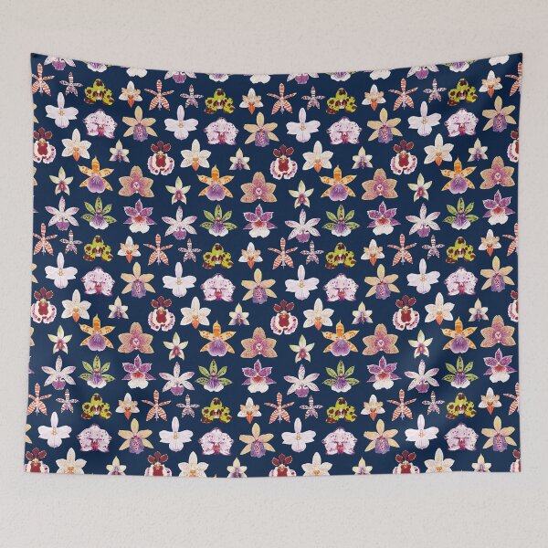Item preview, ORCHIDACEAE-navy blue designed and sold by BEATRIZ ABAITUA.
